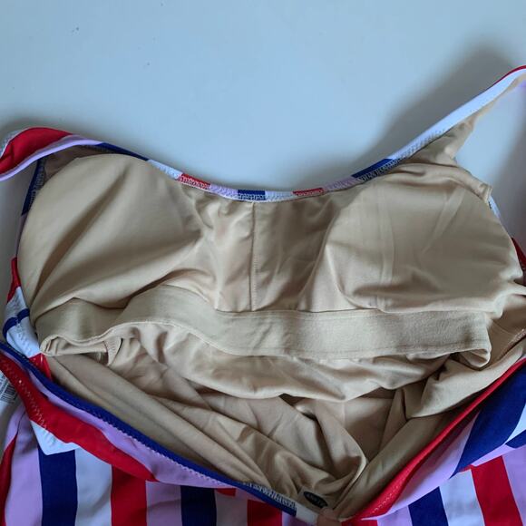 Old Navy womens XL Scoop-Neck Striped Swimsuit One Piece Multicolor White Red - Picture 8 of 13